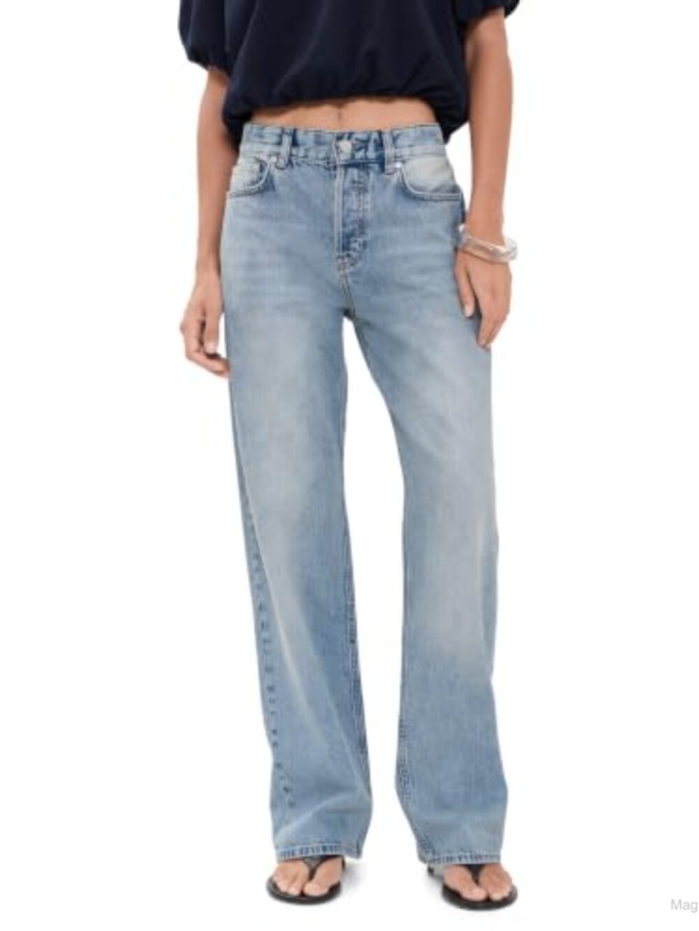 AG Adriano Goldschmied Billie Relaxed Straight Jeans Mid Rise 100% Denim